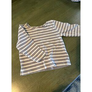 Everlane Toddler Long-Sleeve Striped Shirt Gray & White 100% Cotton Size 3T